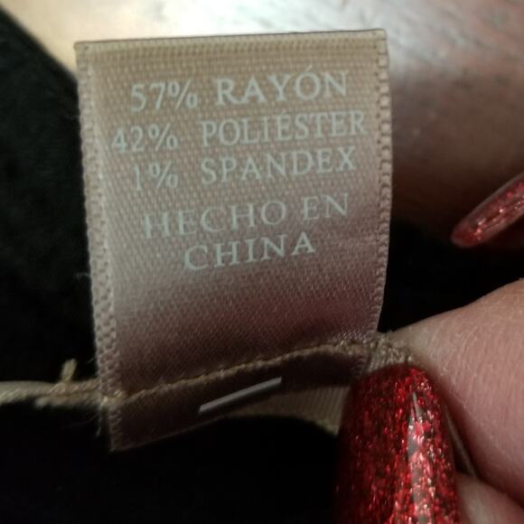 White Stag Women's Black Crinkle Material Button Up 3/4 Sleeves Sz XL/XG (16-18) - Picture 9 of 9